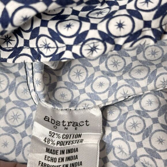 Abstract One Sz 3x Button Shirt Casual Mens Navy White Geometric Short Sleeve - Picture 9 of 15